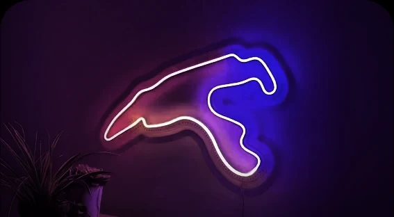 A circuit outline as a neon wall light