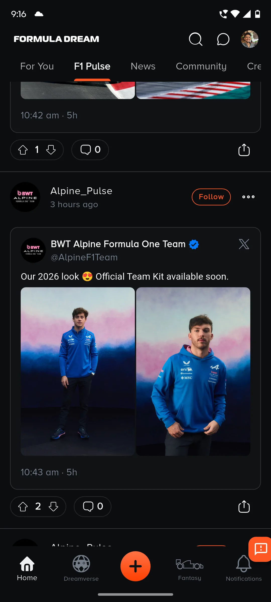 Official feed post