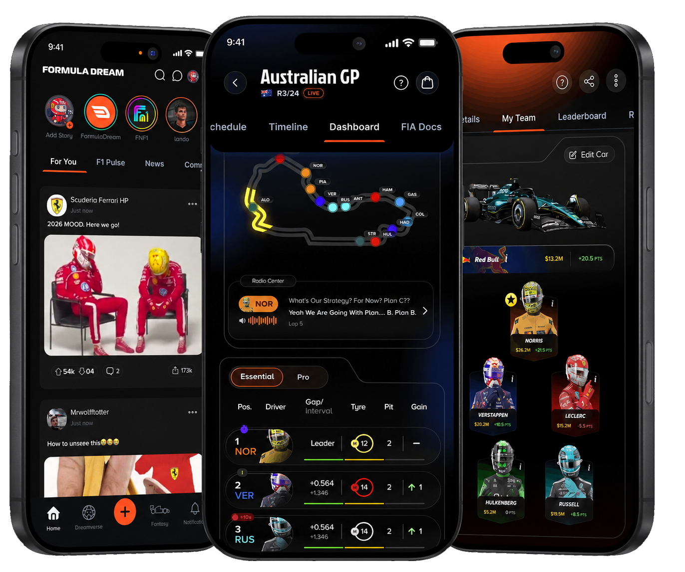 FormulaDream app screens