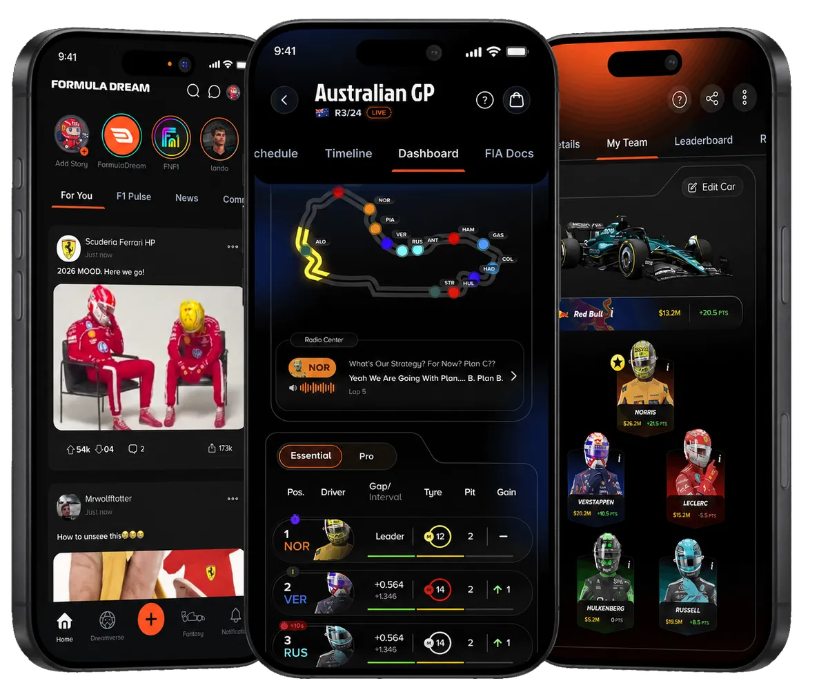 FormulaDream app screens
