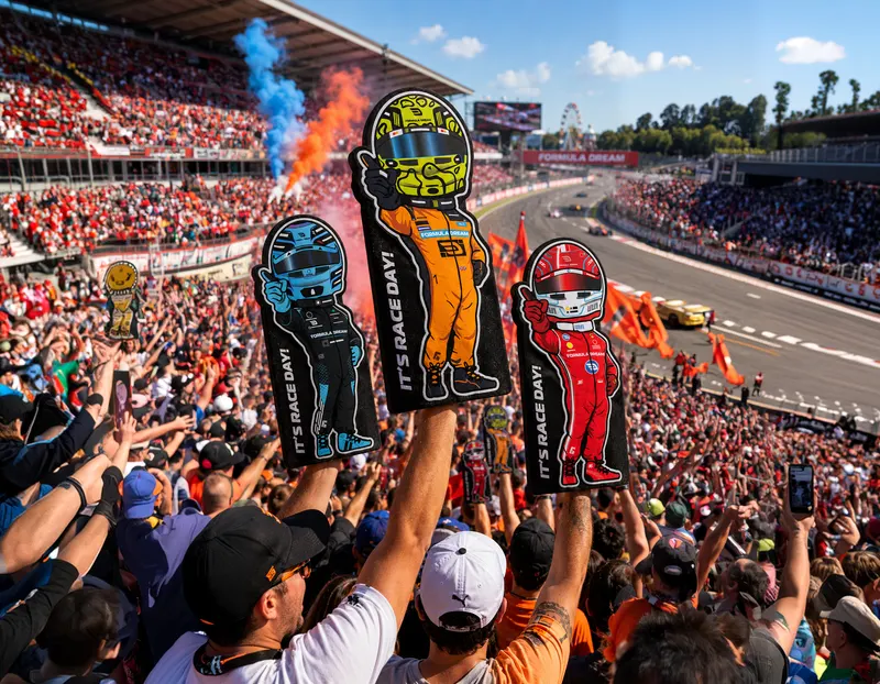lil' Champs waved in a grandstand